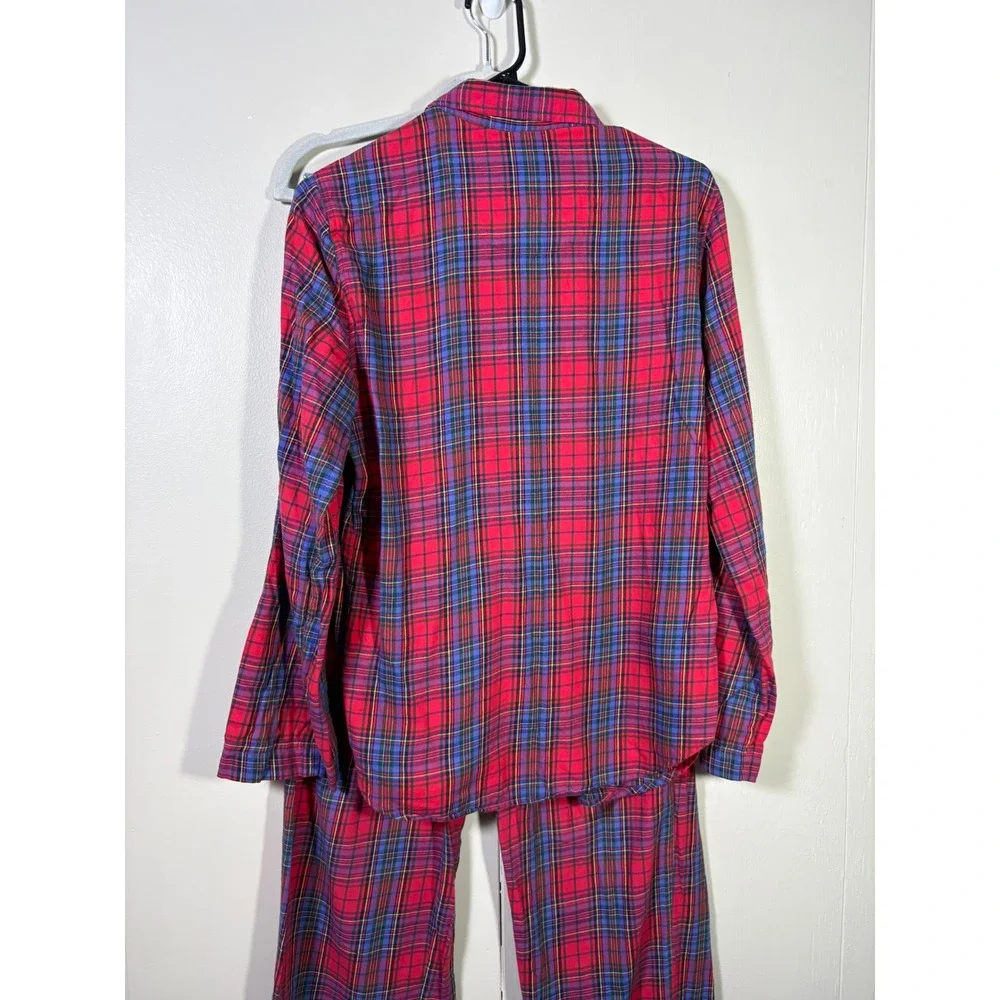 Victorias Secret Pajama Set Red Plaid Long Sleeve Button Down Pants Small Long